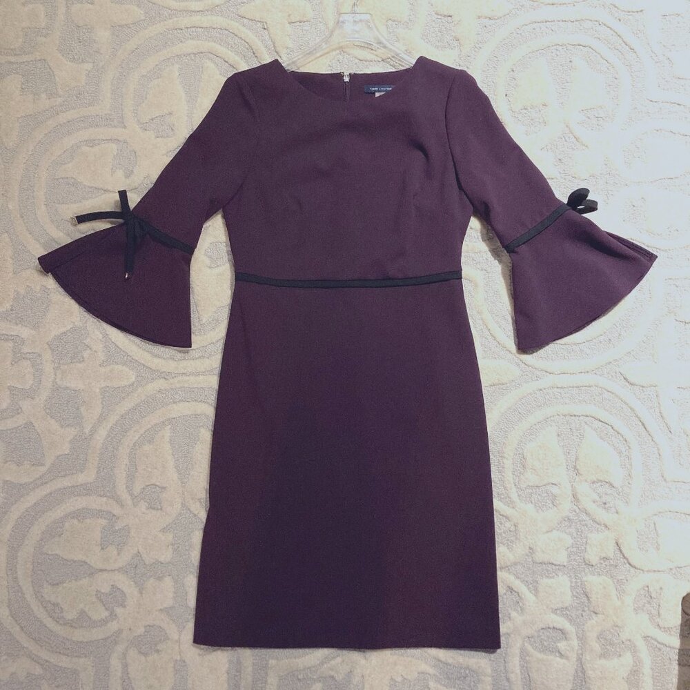 Tommy Hilfiger Purple Sheath Dress with Bell Sleeves